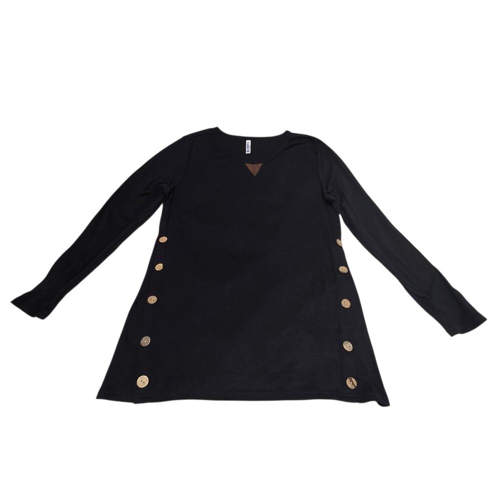 Dearcase Women's Long Sleeve Pullover Kint Top Medium Elbow Patches Black